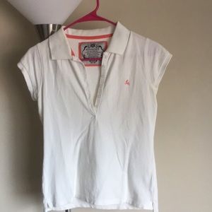 White V-neck Polo
